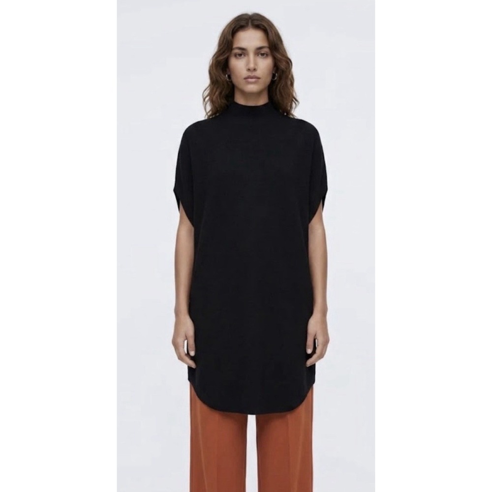 COS Cocooning Sleeveless Mock Neck Ribbed Wool Knit Dress In Black Women's Sz S